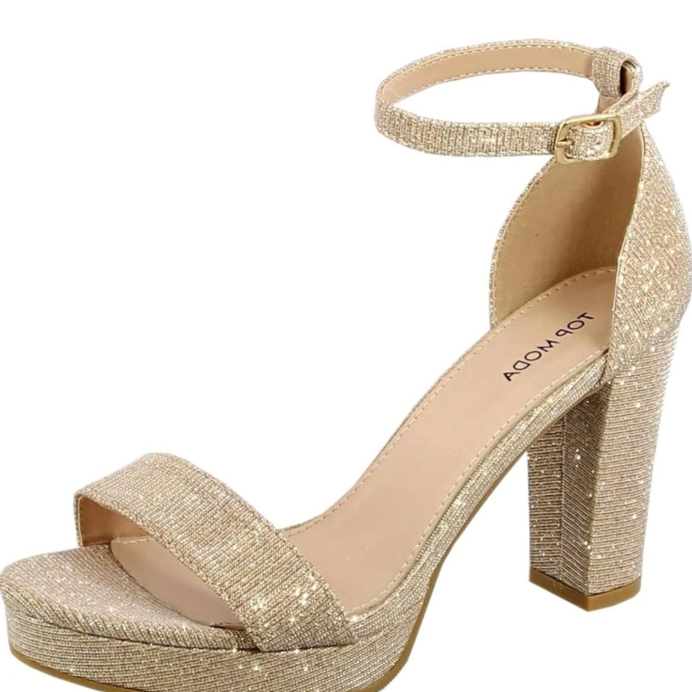 Top Moda Champagne Ankle Strap Heels